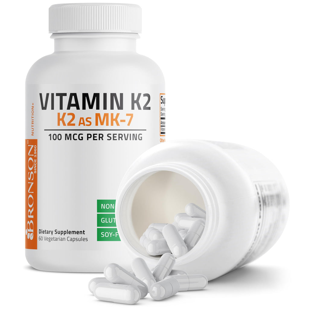 Bronson Flavored Vitamin K2 Capsules Support Strong Bones 100Mcg Adult