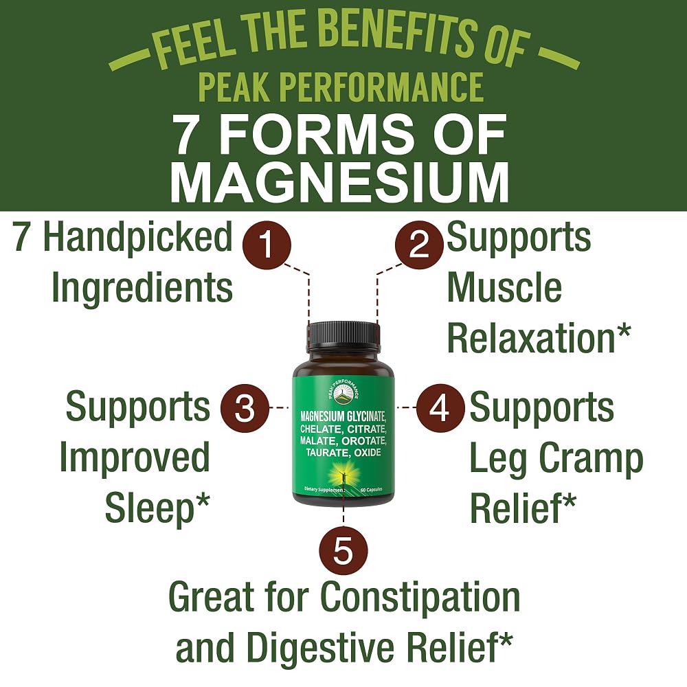 Peak Performance Magnesium Glycinate 7-Form Complex - 60 Capsules - image 2