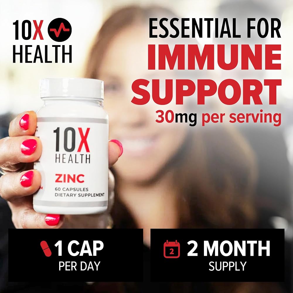 10X Health Zinc 30mg Immune Support - 60 Capsules - image 5
