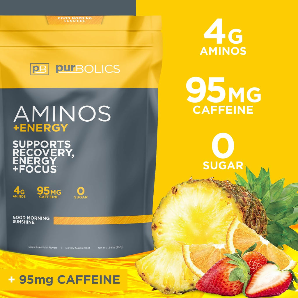 Purbolics Aminos + Energy Powder for Focus - 60 Servings - image 3