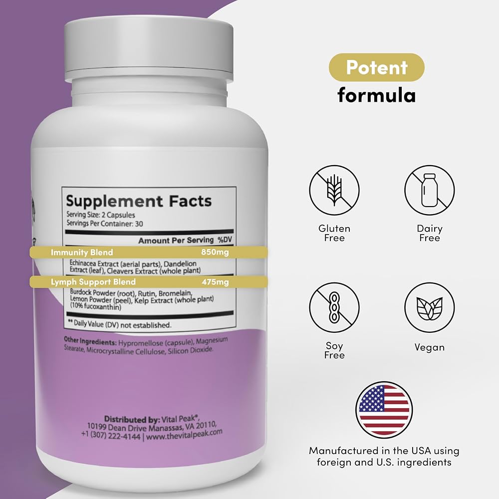 Vital Peak Lymph Peak Lymphatic Support - 60 Capsules - image 2