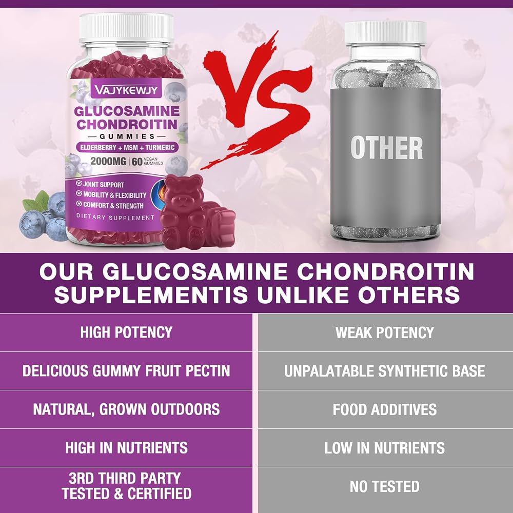 VAJYKEWJY Glucosamine Chondroitin Gummies Joint Support - 60 Gummies - image 5