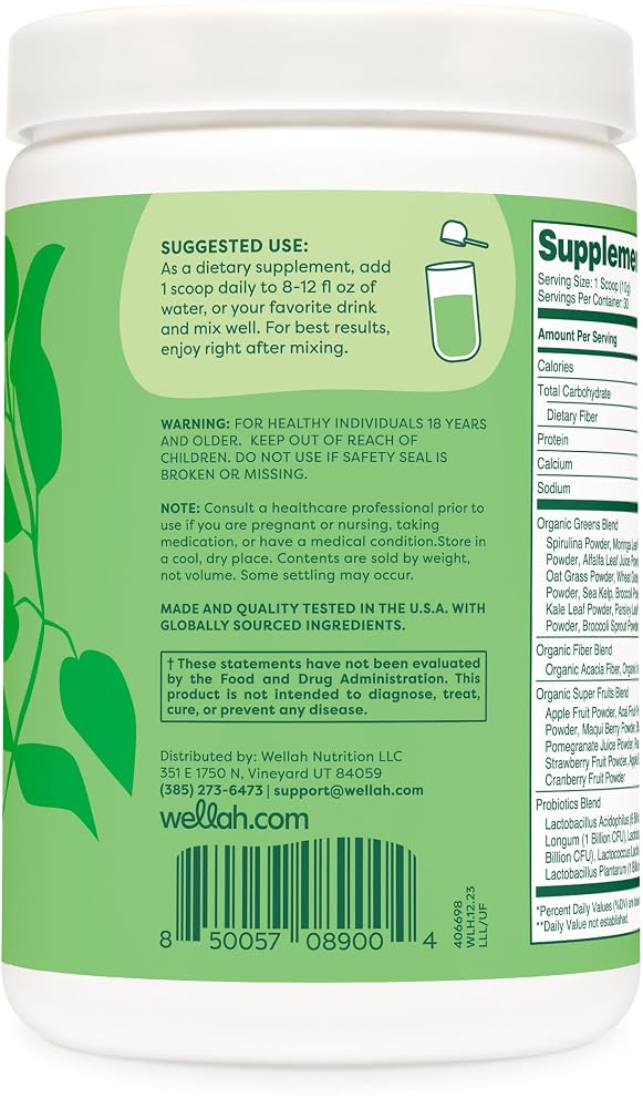 Wellah Leaf Laugh Love Super Greens Powder - 30 Servings - image 3