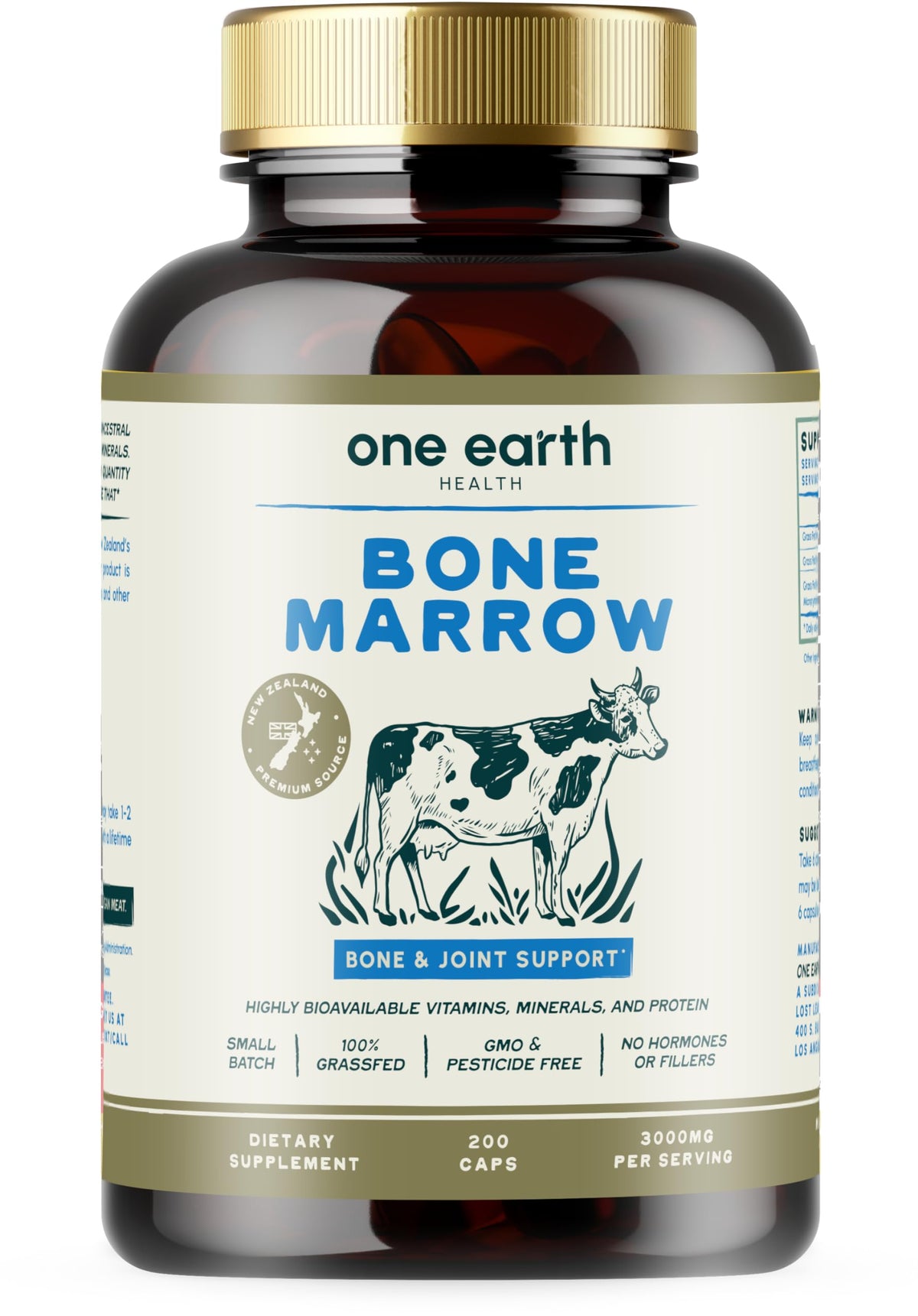 One Earth Health Grass Fed Beef Bone Marrow Supplement - 200 Capsules