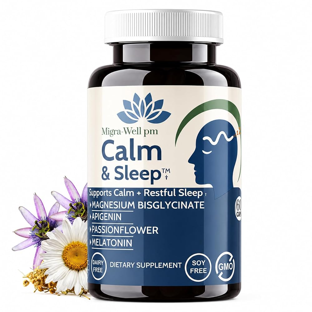 Wellkasa Calm & Sleep Magnesium Bisglycinate Sleep Aid - 60 Capsules