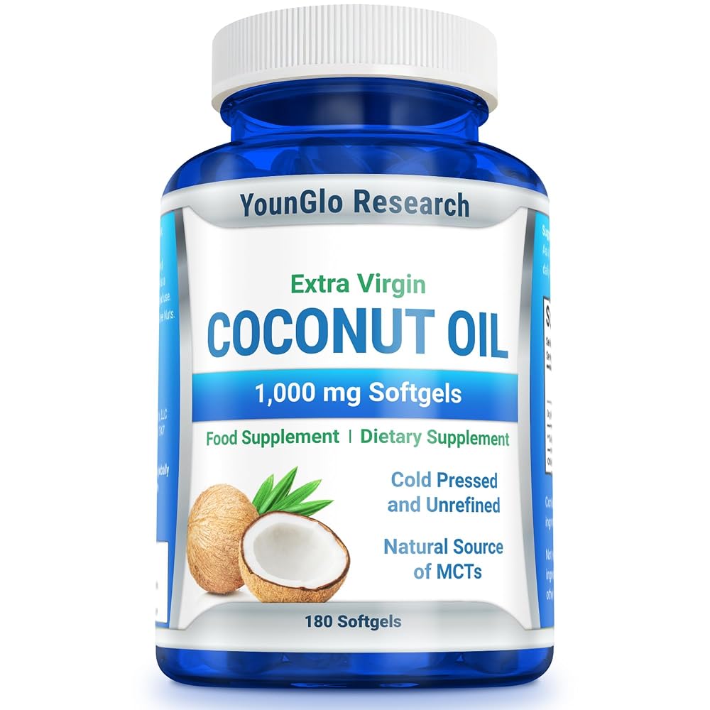 YounGlo Research Coconut Oil 1000 mg Organic Extra Virgin - 180 Softgels