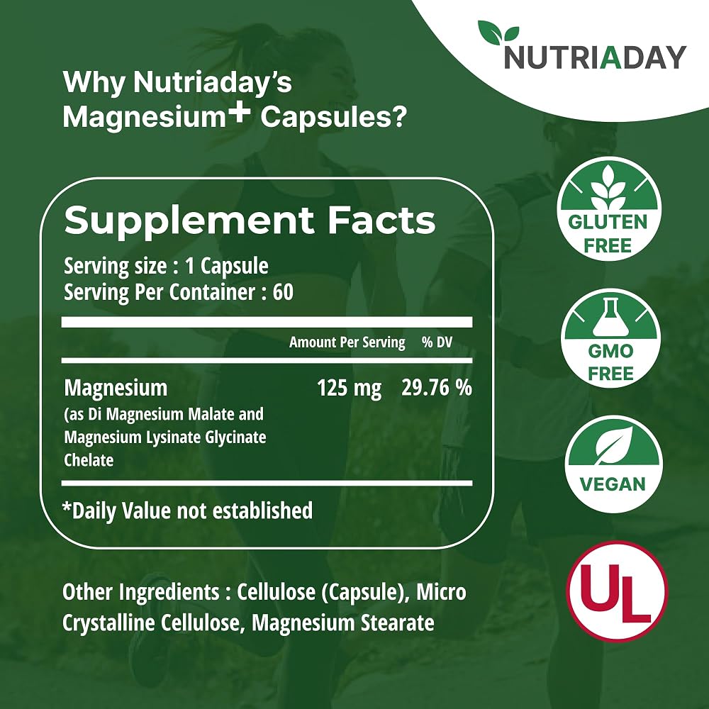 Nutriaday Magnesium Glycinate Sleep & Stress Support - 60 Capsules - image 2