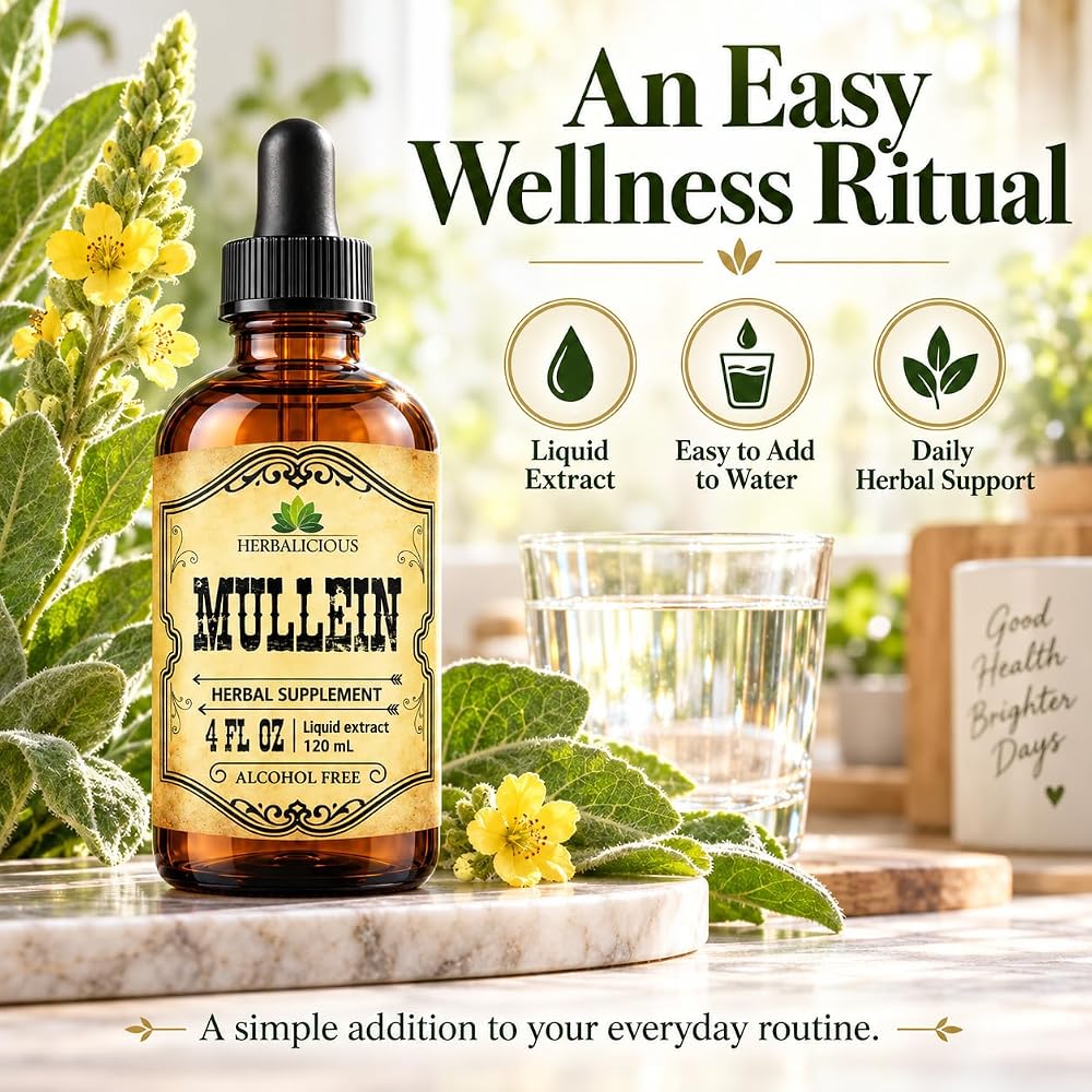 HERBALICIOUS Mullein Drops for Lungs Organic Lung Cleanse - 4 Fl Oz - image 7