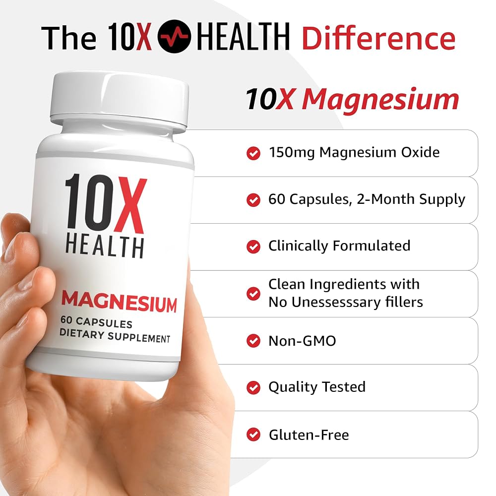 10X Health Magnesium Oxide Supplement for Sleep & Muscle Support - 60 Capsules - image 4