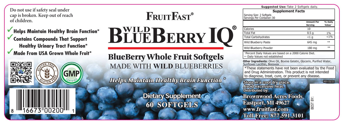 FruitFast Wild Blueberry IQ Brain Support - 60 Softgels - image 4