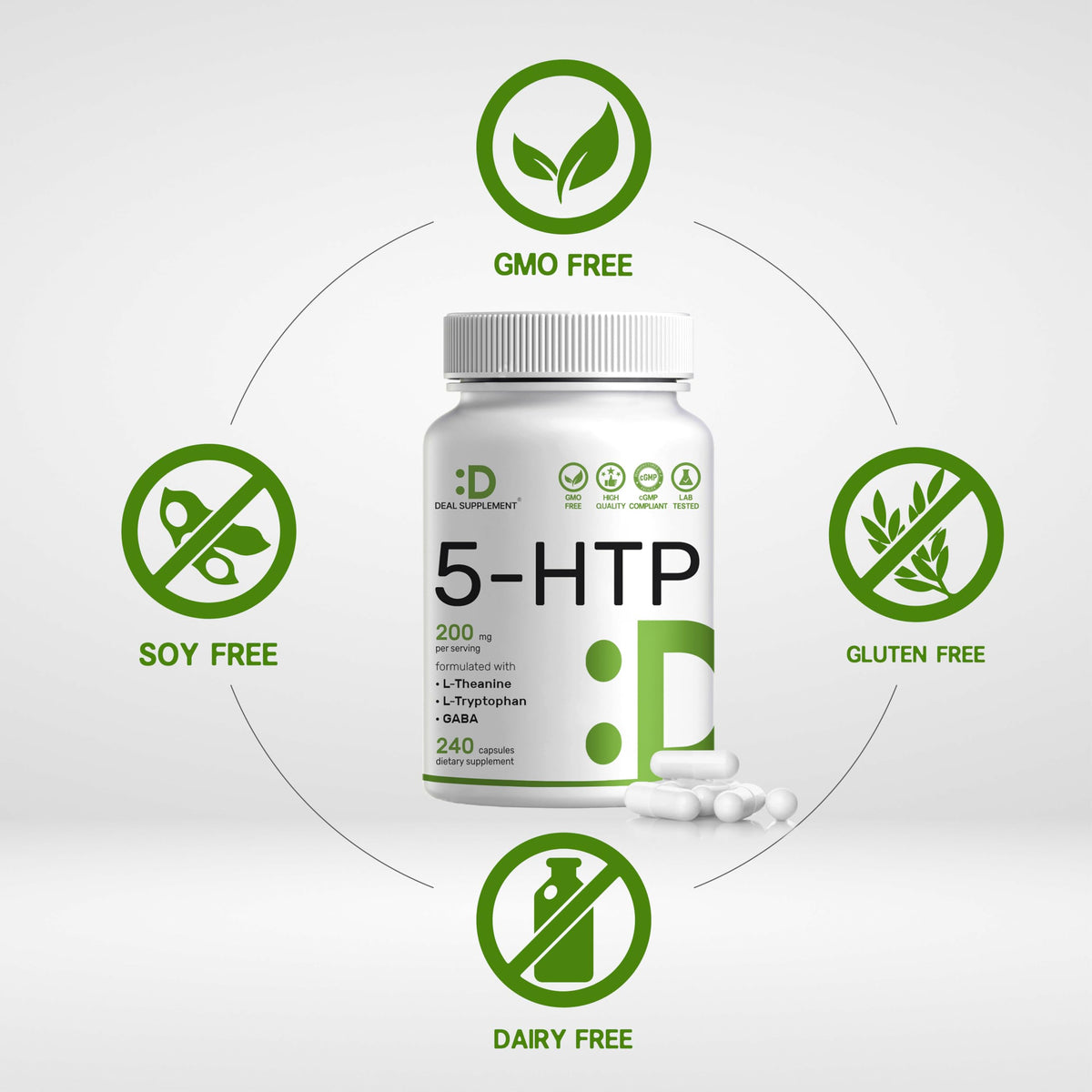 Deal Supplement 5-HTP 200mg Relaxation Support - 240 Capsules - image 5