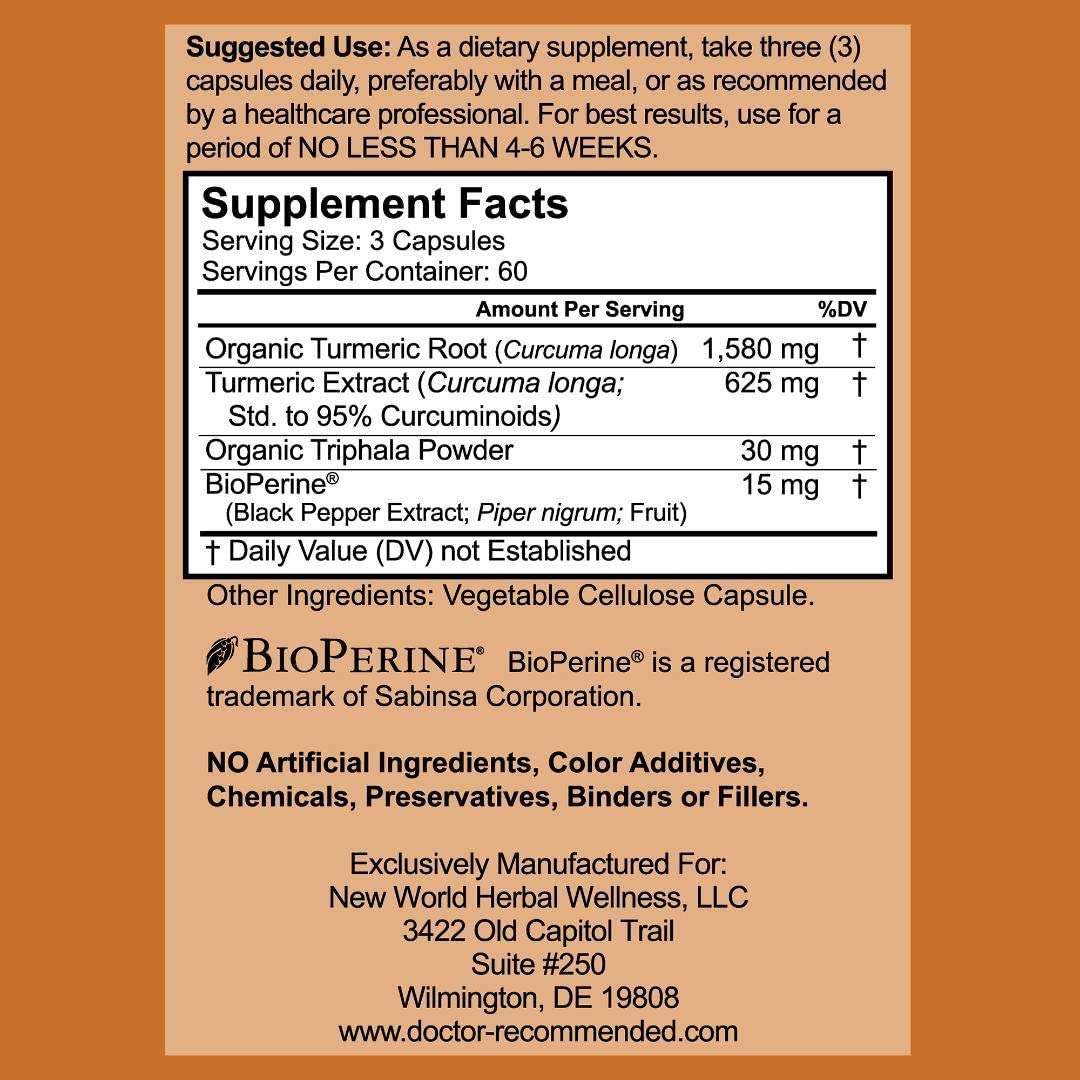 DOCTOR RECOMMENDED SUPPLEMENTS Turmeric Curcumin with Bioperine