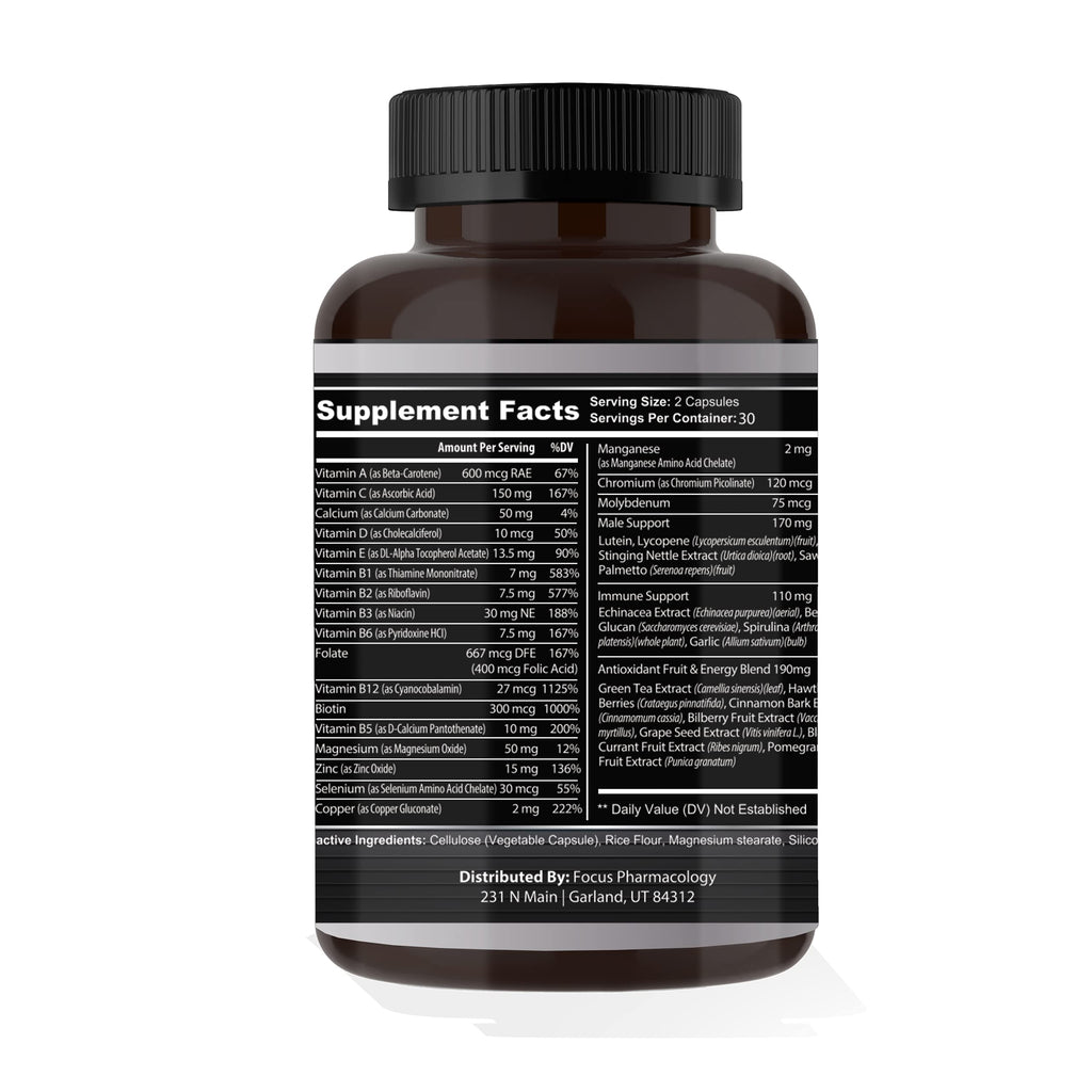 Focus Pharmacology Men's Daily Super Multi-Vitamin - 60 Capsules - image 3