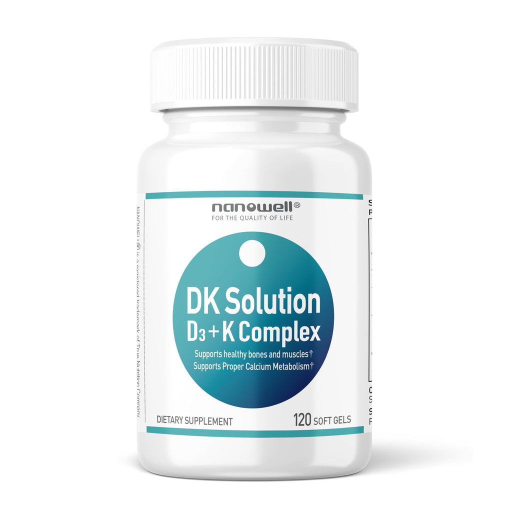 NANOWELL Vitamin D3 with K2 Softgels, 120 Count, 2000 IU 50 mcg