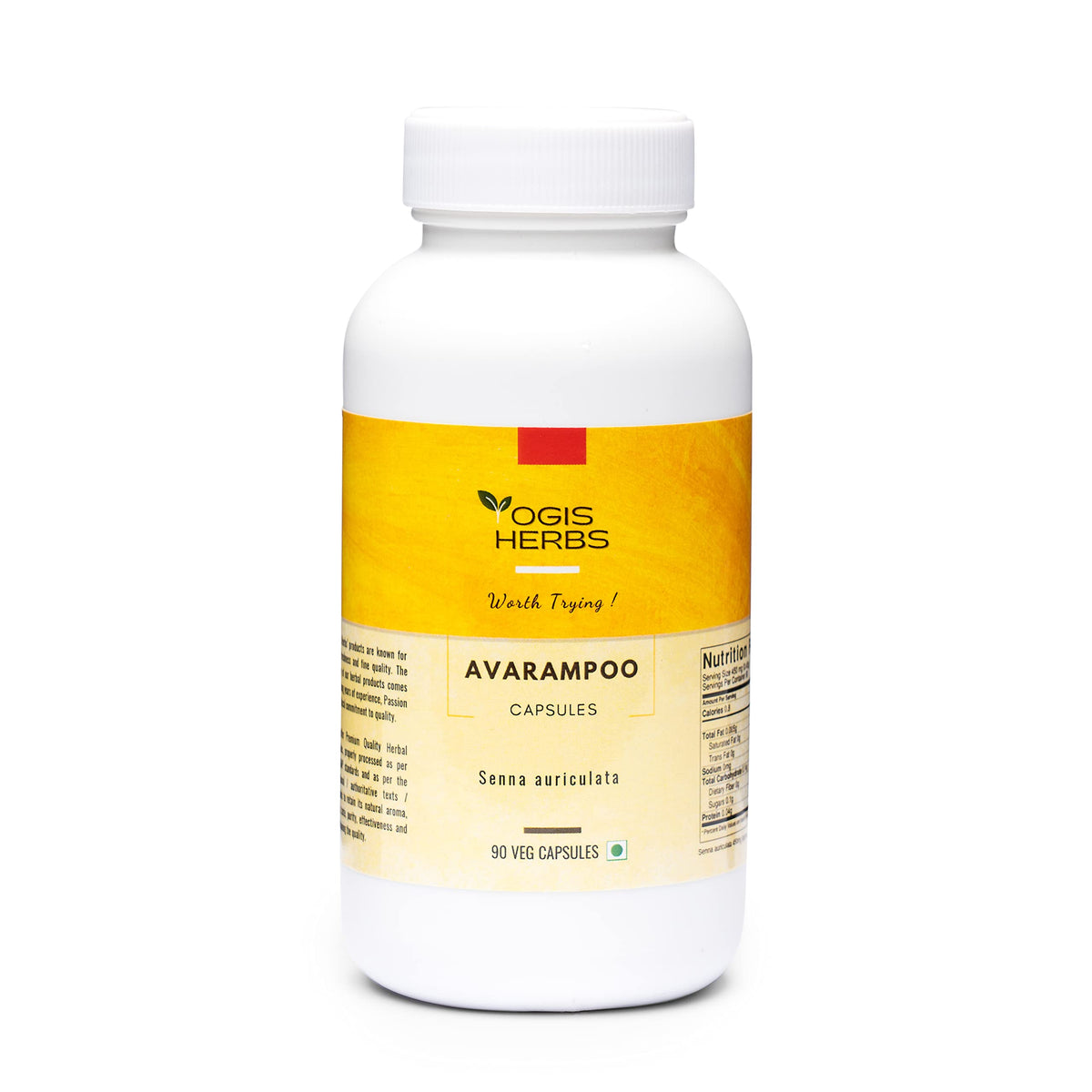 YOGIS HERBS Avarampoo Senna Auriculata Capsules - 90 Vegetarian Capsules