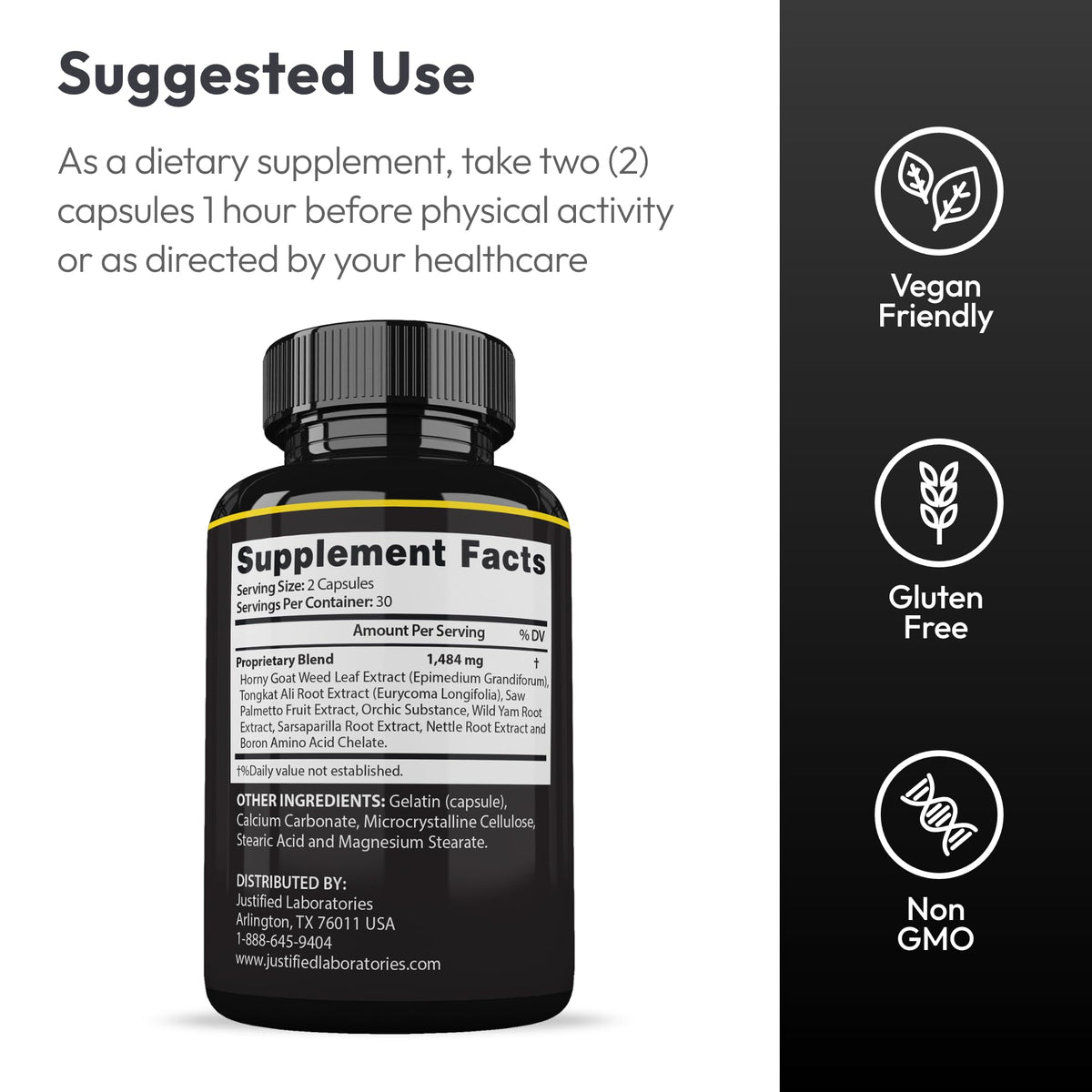 Justified Laboratories Maasalong for Men Testosterone Support - 60 Capsules - image 2