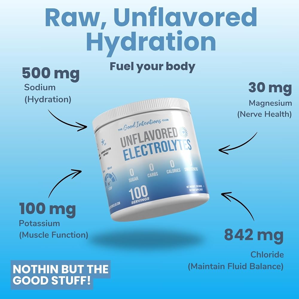 The Good Intentions Club Unflavored Electrolytes Powder - 100 Servings - image 2