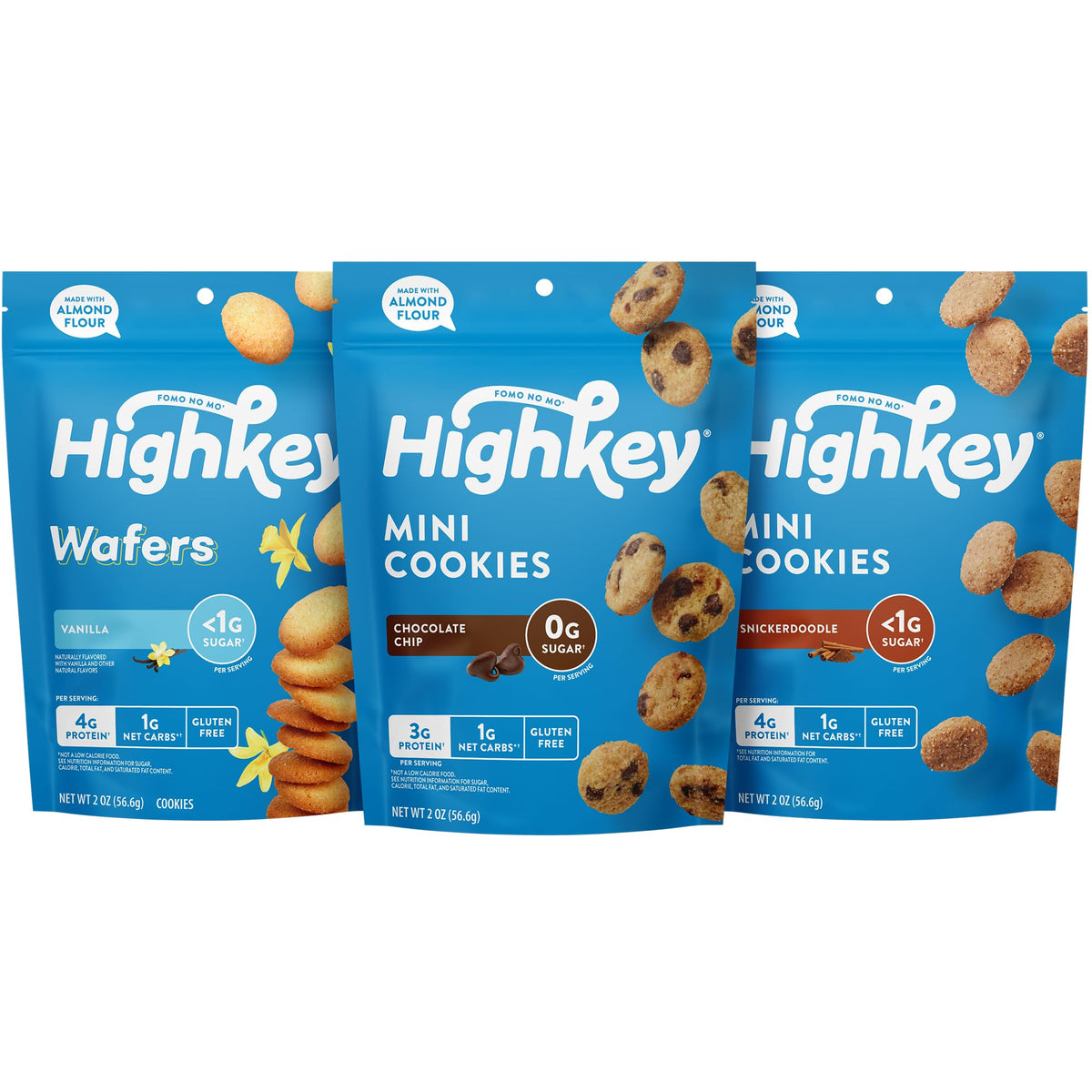 HighKey Sugar Free Cookies Variety Pack - Keto Snacks Zero Carb No