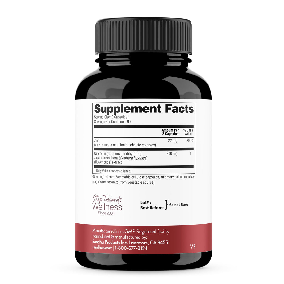 Sandhu's Zinc Quercetin Immune Support Supplement - 120 Vegetarian Capsules - image 5