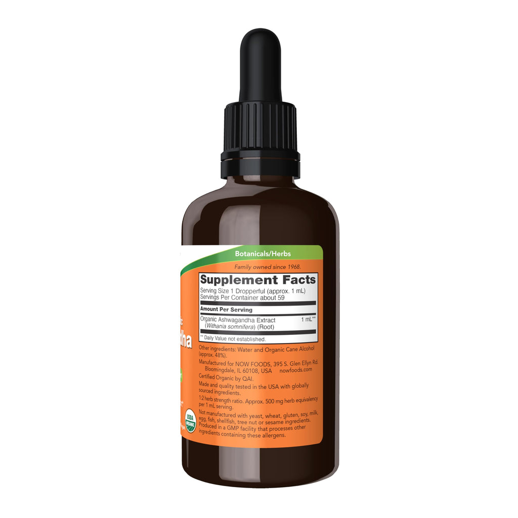 NOW Supplements Organic Ashwagandha Liquid Extract - 2 fl. oz - image 2