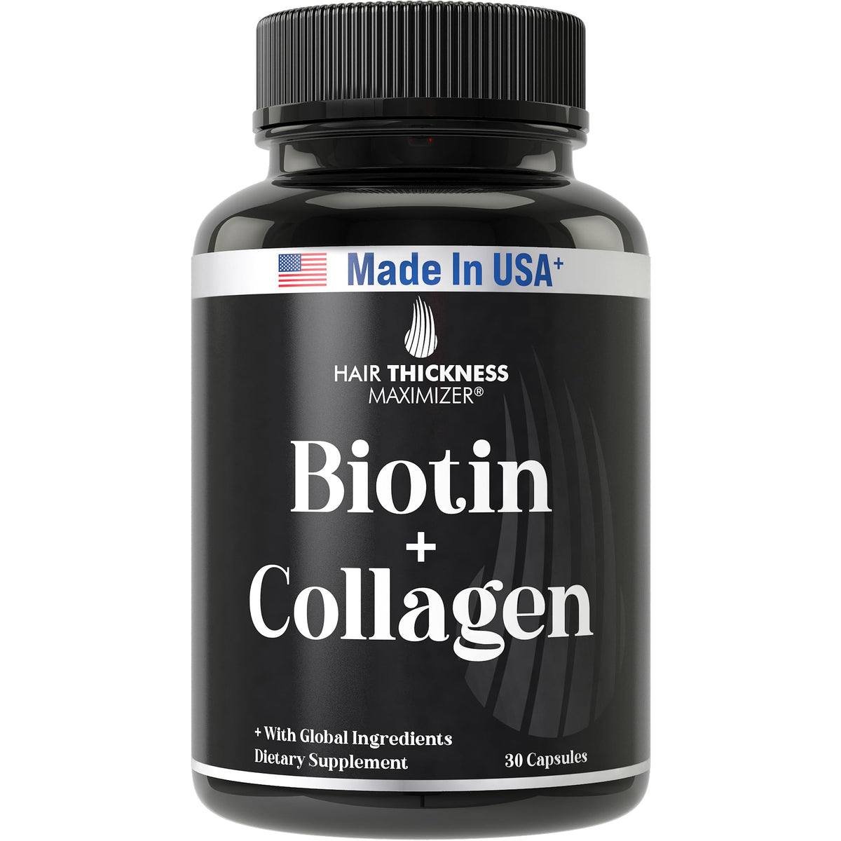 Hair Thickness Maximizer Biotin and Collagen Supplement 10000mcg - 30 Capsules