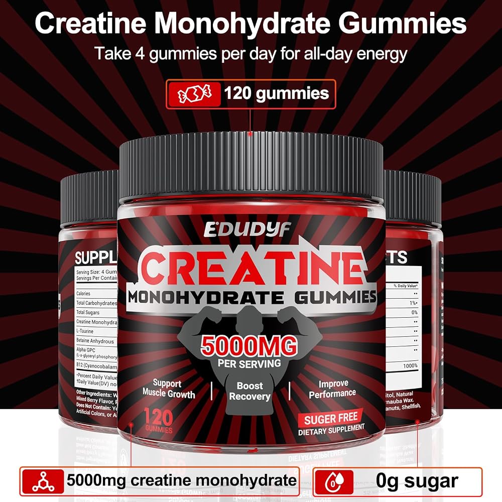 EDUDYF Creatine Monohydrate Gummies 5000mg - 120 Gummies - image 3