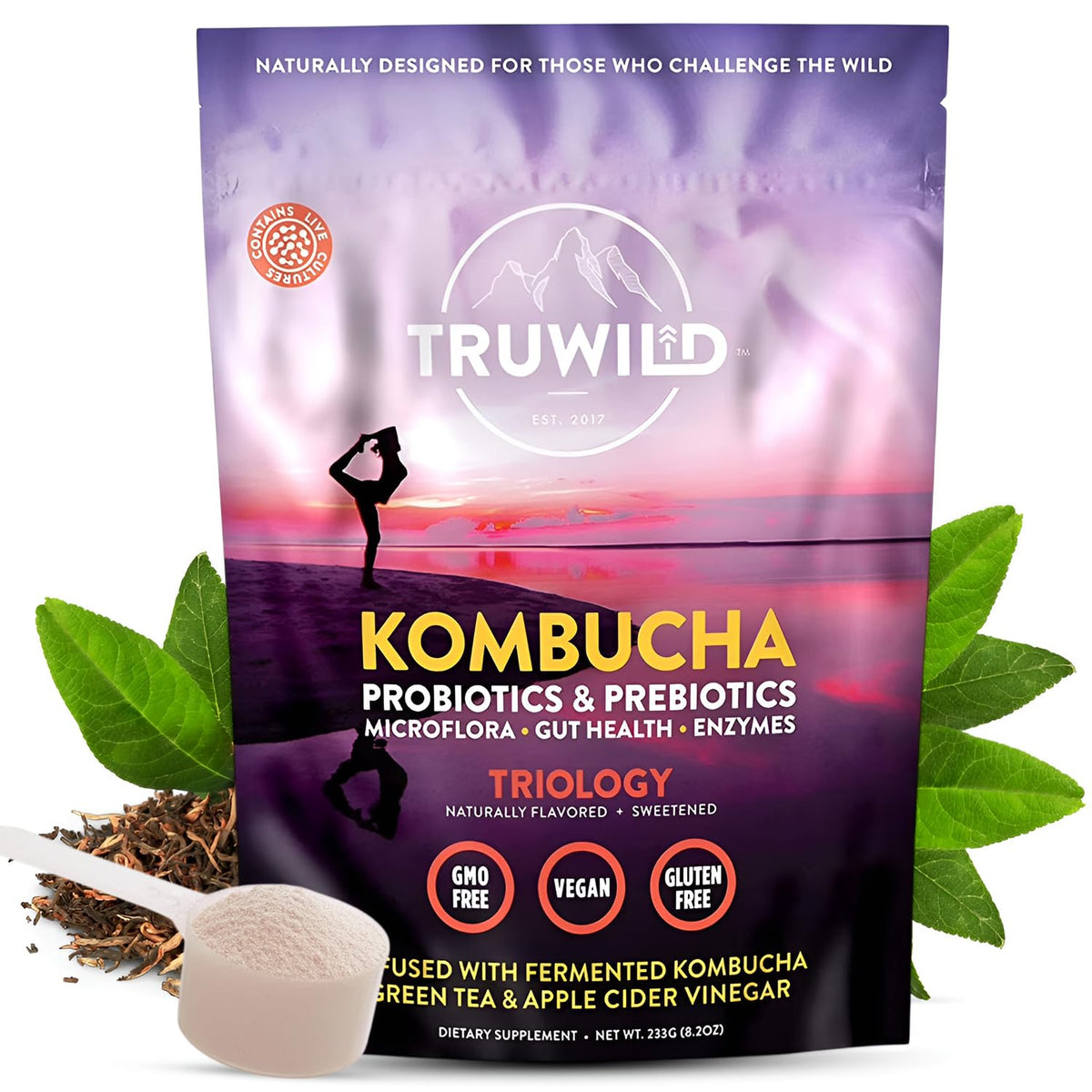 TruWild Natural Kombucha Powder Probiotic Supplement - 20 Servings