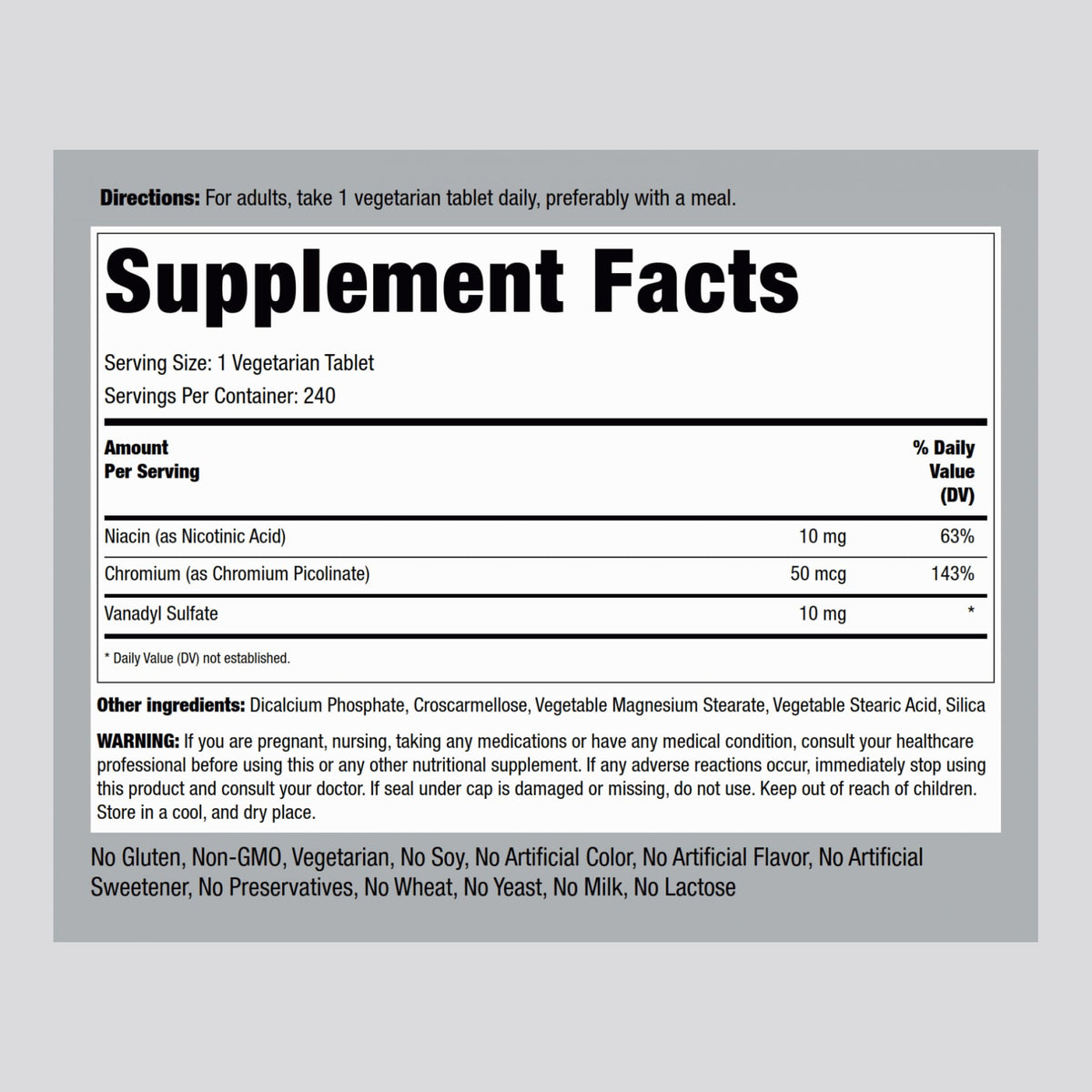 Piping Rock Vanadyl Sulfate 10 mg - 240 Tablets - image 2
