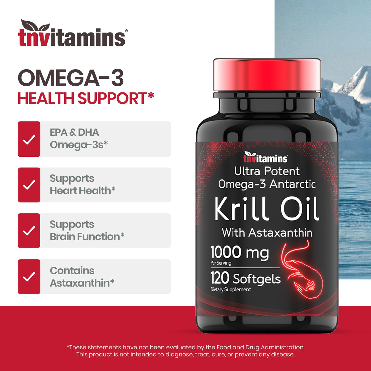 tnvitamins Antarctic Krill Oil Omega 3 1000mg - 120 Softgels - image 4
