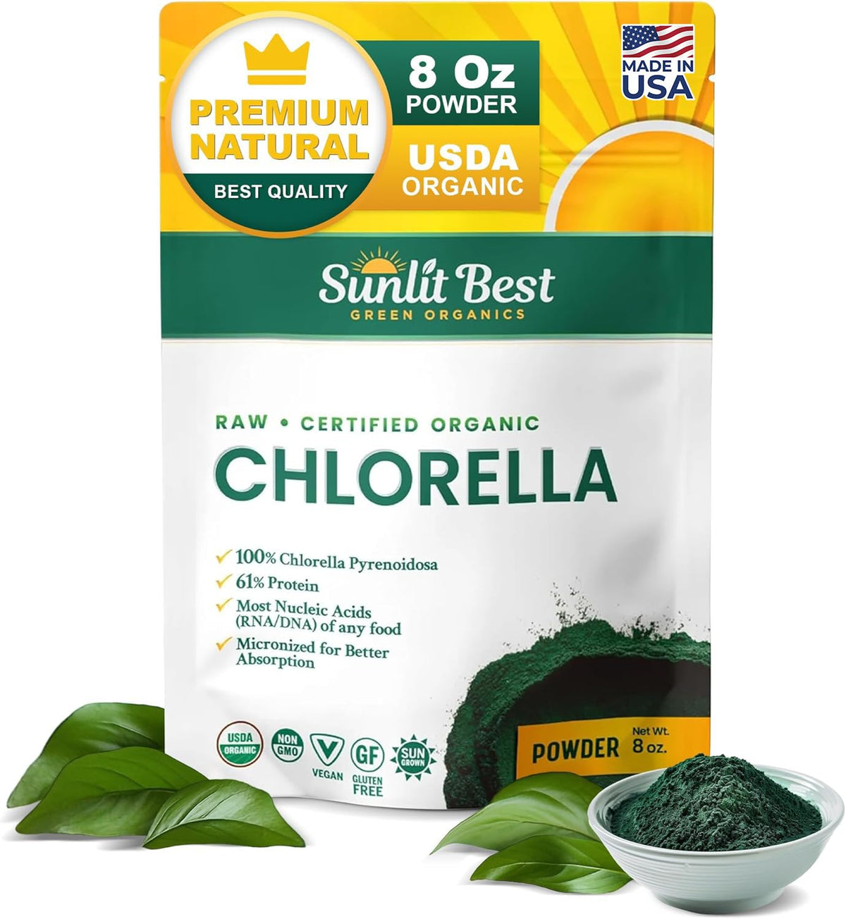 Sunlit Best USDA Organic Premium Chlorella Tablets