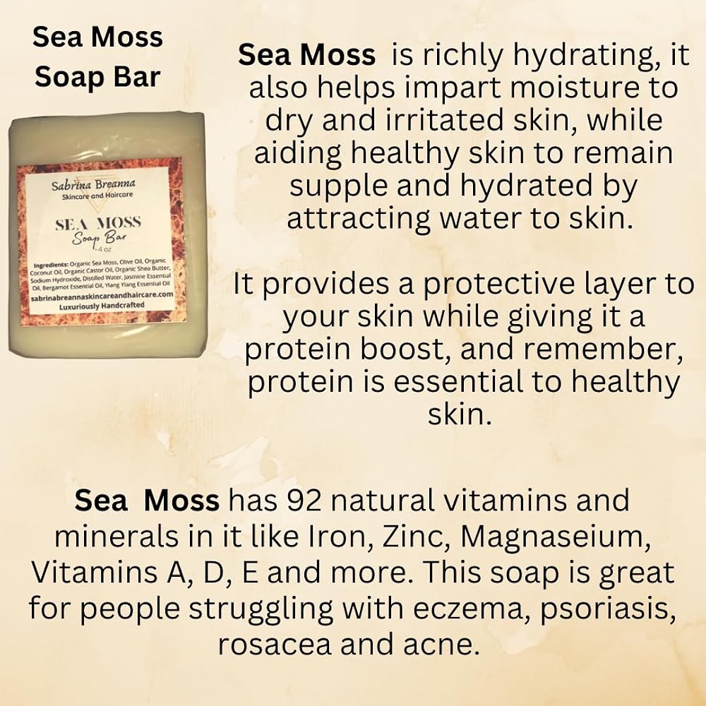 Sabrina Breanna Sea Moss Soap Bar for All Skin Types - 2 Bars - image 2