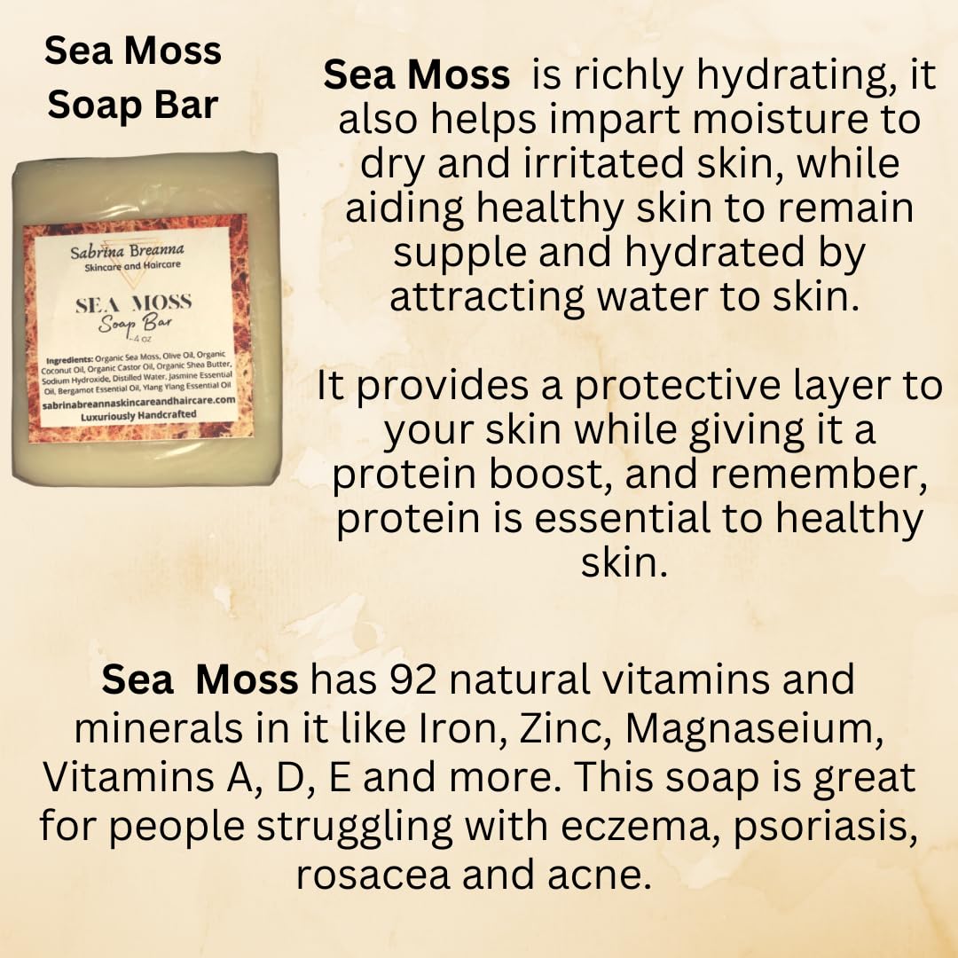 Sabrina Breanna Sea Moss Soap Bar for All Skin Types - 2 Bars - image 2