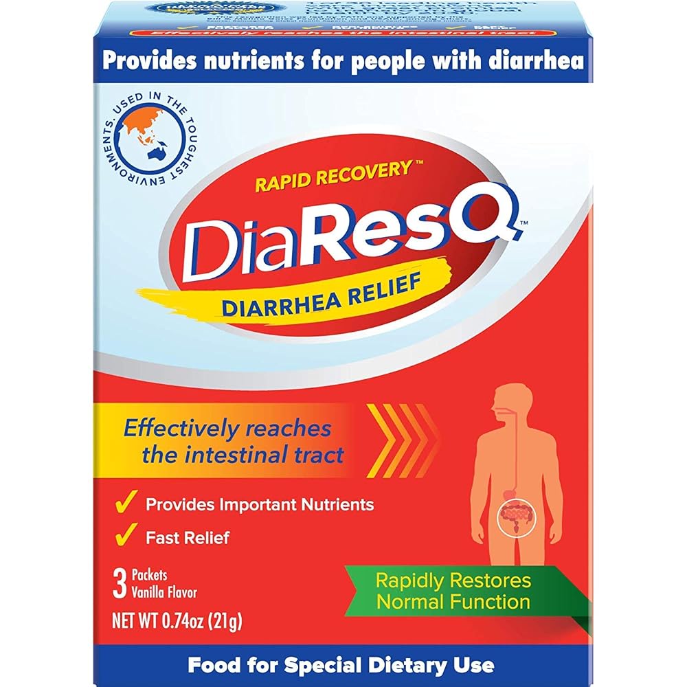 DiaResQ Diarrhea Relief Powder Vanilla - 12 Packets