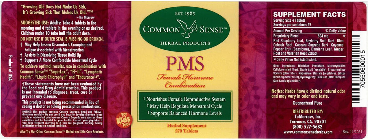 Common Sense Herbal Products PMS Female Hormone Combination - 1 Count - image 4