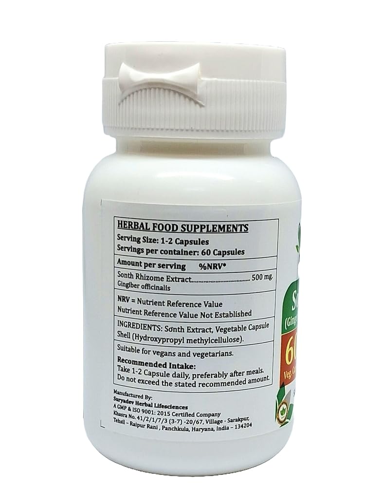 Satya Naturals Sonth Forte Ginger Extract 500 mg - 60 Vegetarian Capsules - image 2
