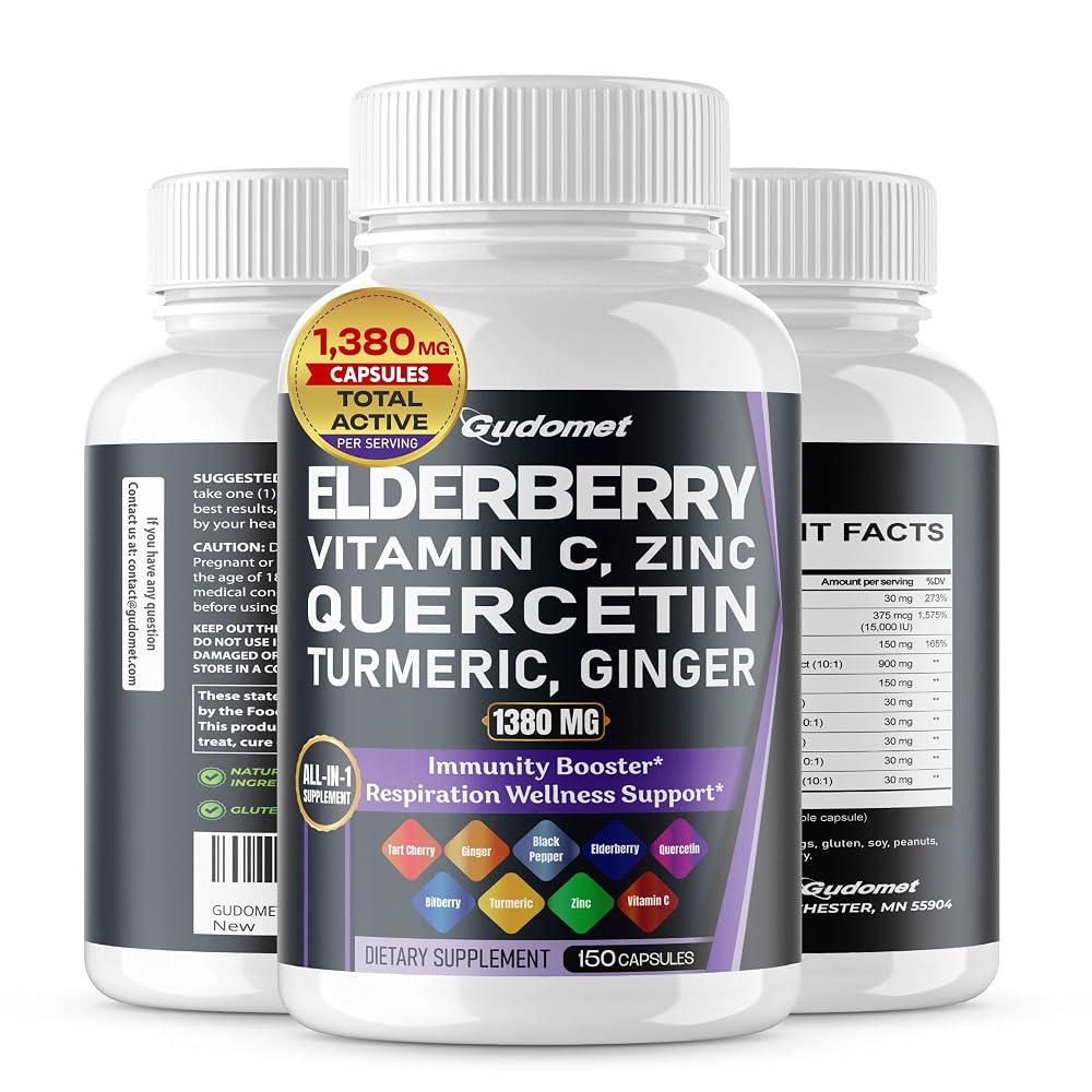 GUDOMET Elderberry Complex 1,380 mg with Quercetin - 150 Capsules