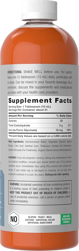 Horbäach Iron Supplement Liquid Fruit Punch - 16 fl oz - image 2