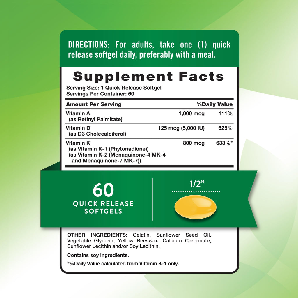Nature's Truth Vitamin ADK - 60 Softgels - image 2
