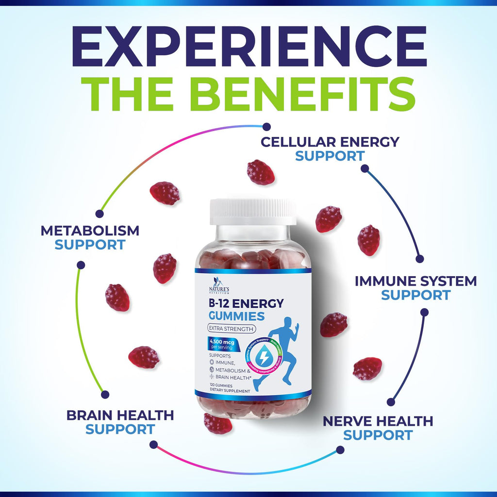 Nature's Nutrition Vitamin B12 Energy Gummies - 4500 mcg Extra