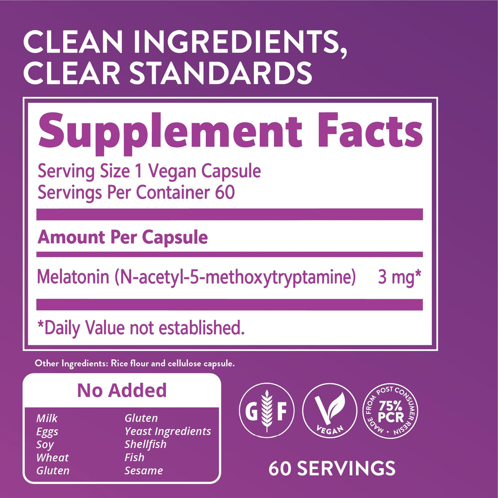 MRM Melatonin 3 mg Sleep Support - 60 Capsules - image 2