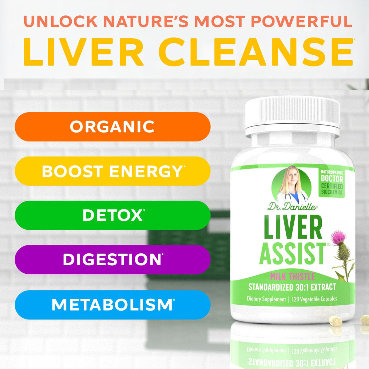 Doctor Danielle Liver Assist Milk Thistle Supplement - 120 Capsules - image 3