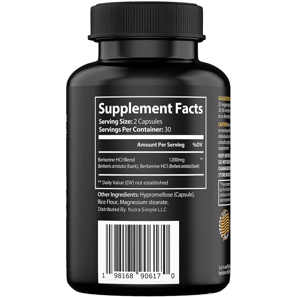 Nutra Simple Berberine HCl 1200mg - 60 Vegan Capsules - image 2
