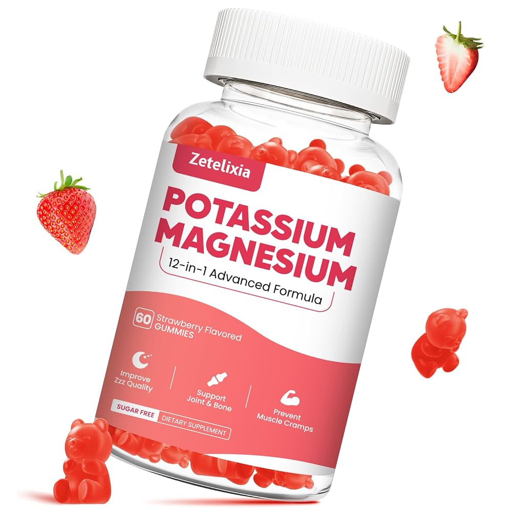Zetelixia Potassium Magnesium Gummies 1000mg, Strawberry Flavor