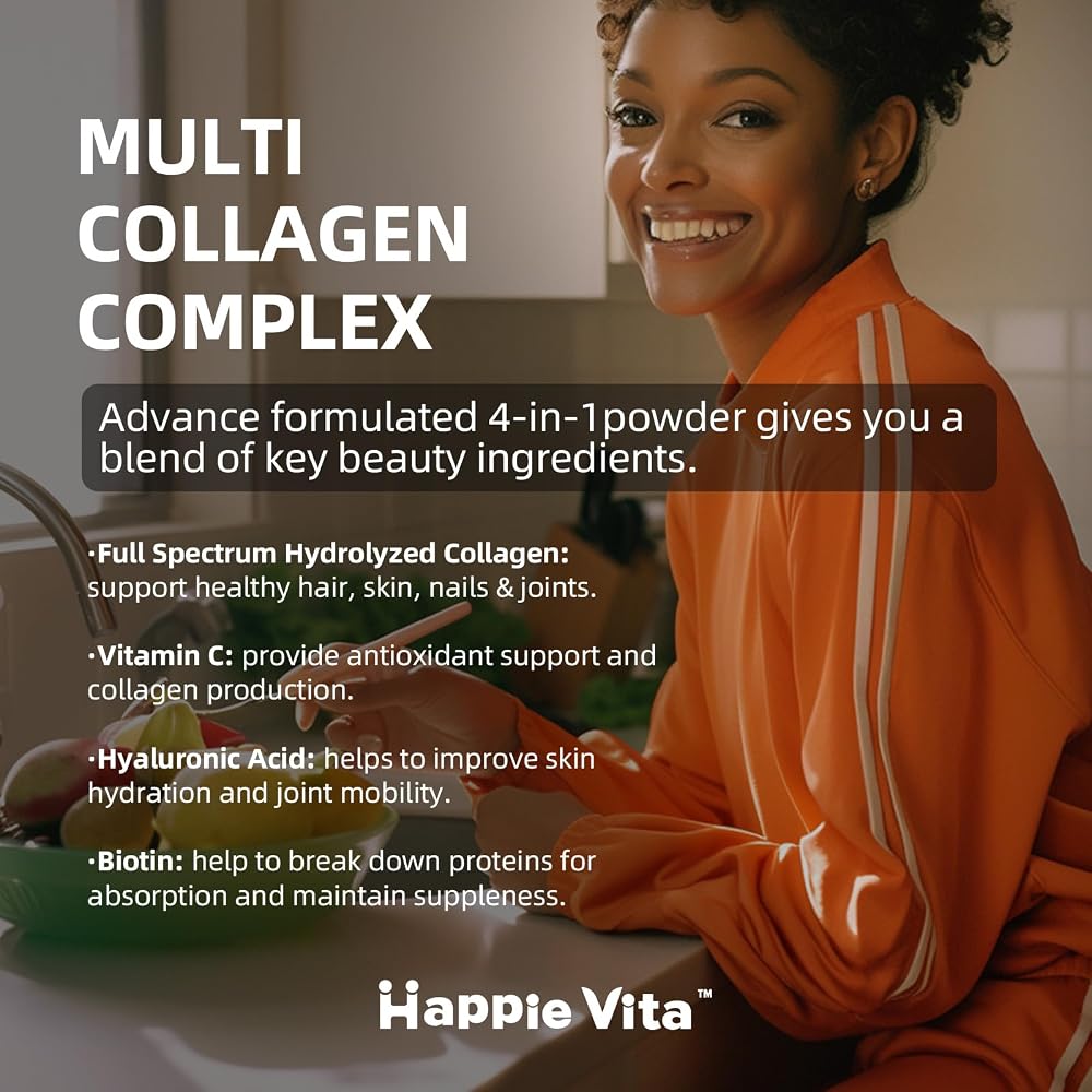 HappieVita Multi Collagen Peptides Powder 5 Types - 1.1 lbs - image 3