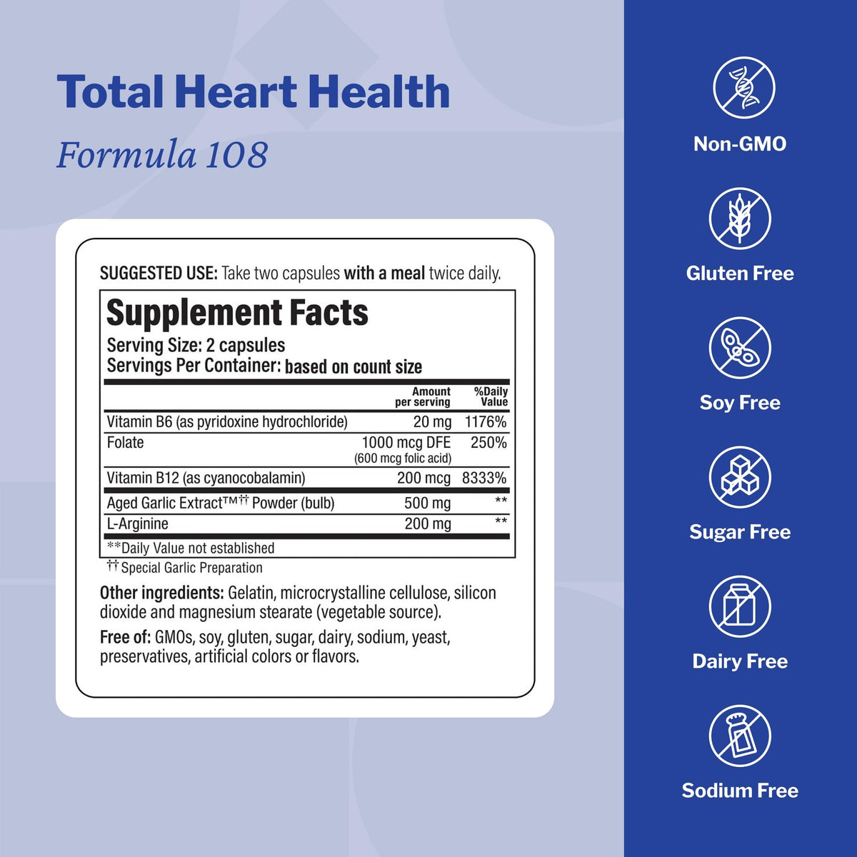 Kyolic Aged Garlic Extract Total Heart Health Formula 108 - 100 Capsules - image 3