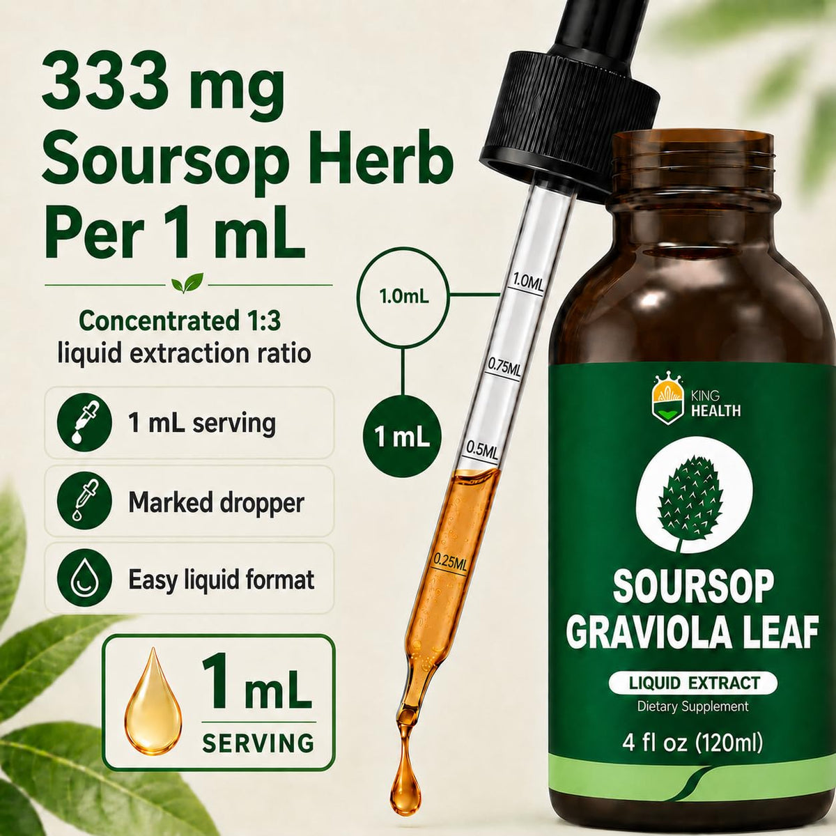 KingHealth Organic Soursop Leaves Extract Drops