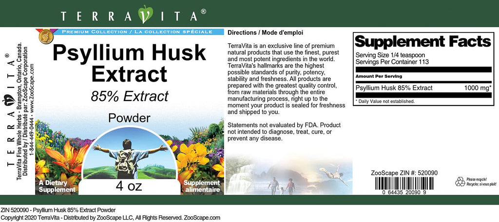 Terravita Psyllium Husk 85% Extract Powder - 4 oz - image 2