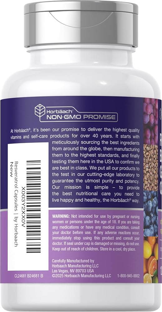 Horbäach Resveratrol Berberine Grape Seed & Quercetin - 120 Capsules - image 3