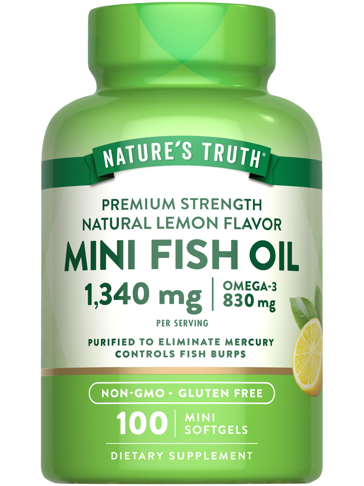 Nature's Truth Mini Fish Oil Omega 3 1340 mg - 100 Softgels