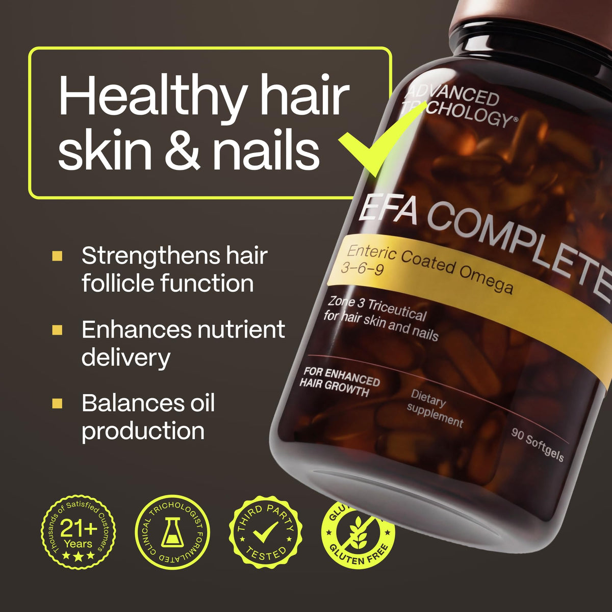 Advanced Trichology EFA Complete Omega 3 6 9 - 90 Softgels - image 2